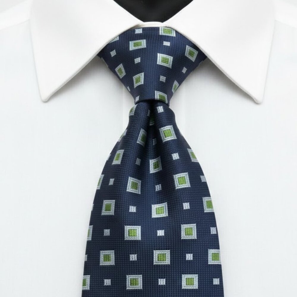 Tino Cofina Silk Tie Geometric Cubes Blue Green Turquoise Formal Business Dress